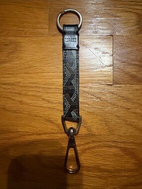 Goyard Black Patterned Canvas Leather Key Holder with Metal Clip